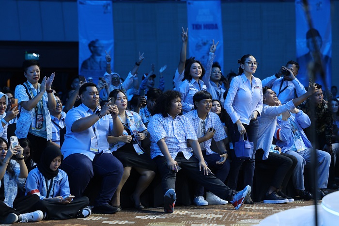 Capres nomor urut 2, Prabowo Subianto saat menghadiri acara apel akbar bersama relawan muda TKN di JCC Senayan. (Dok. TKN Prabowo Gibran)